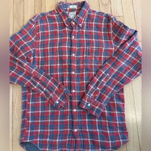J CREW MENS Red Plaid flannel Lined size Medium EUC